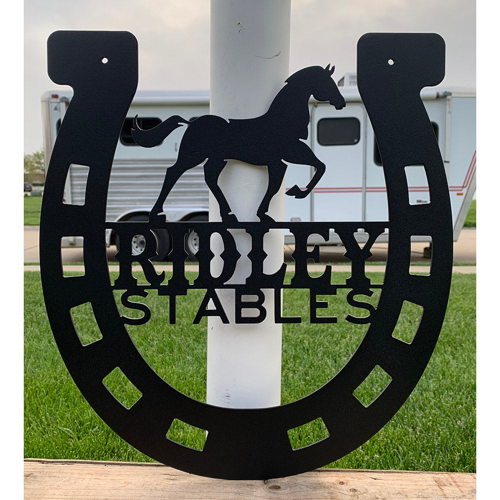Horseshoe Stable Sign - 2-Line