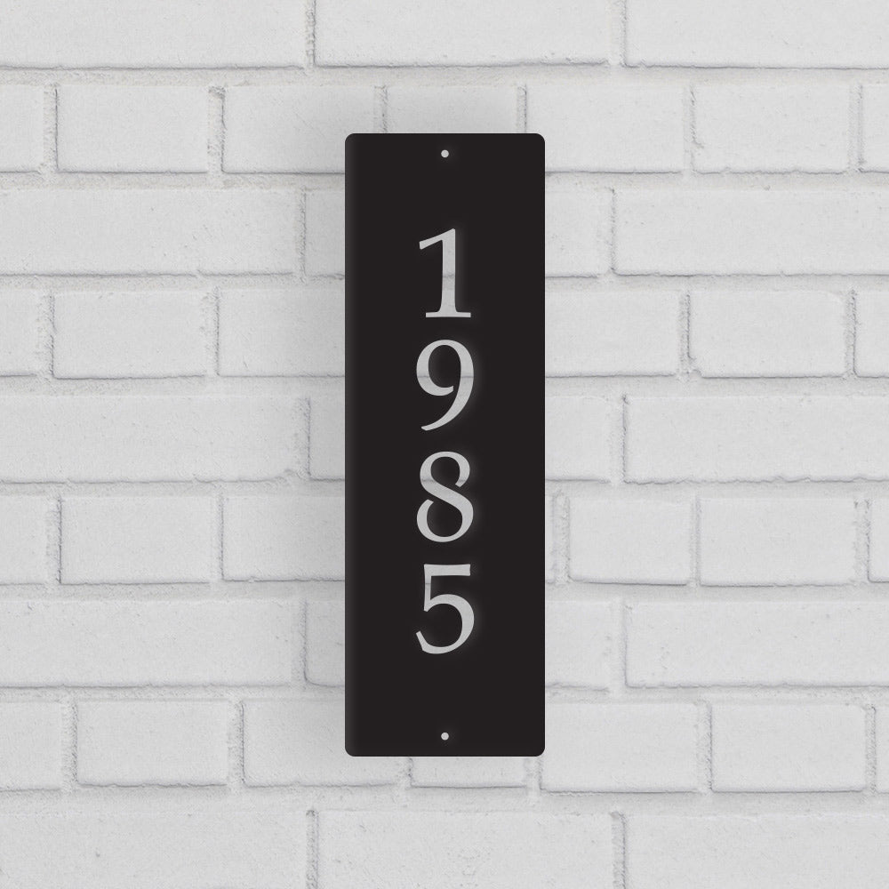 Metal House Address Sign - Vertical Style 4