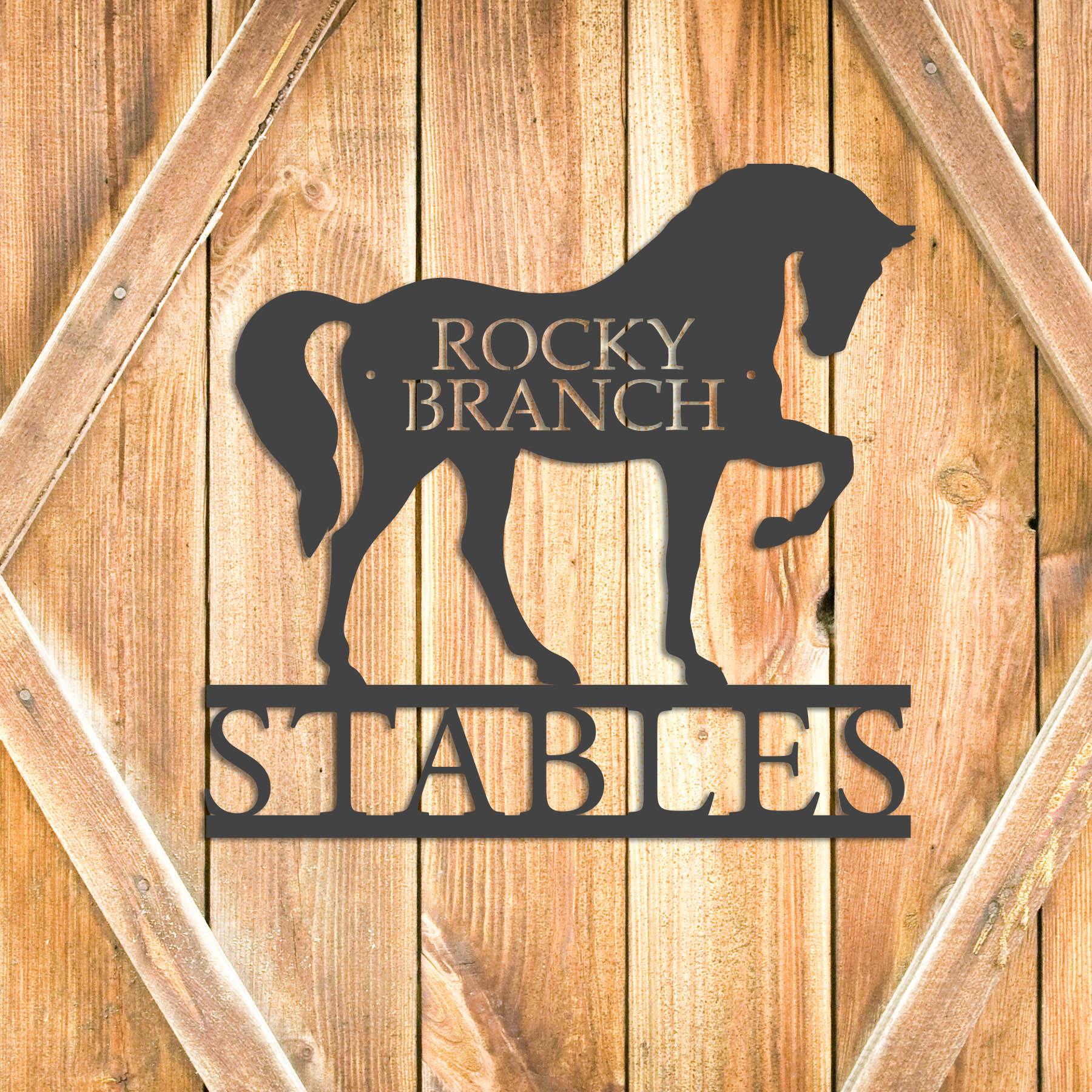 Stabls Sign Personalized Majestic Stable Sign - MainStreetSteel.com